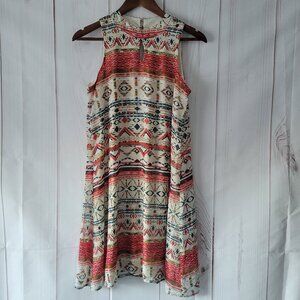 Cloth & People Sleeveless Casual Midi Dress, S, Western Print, Multi Color, EUC
